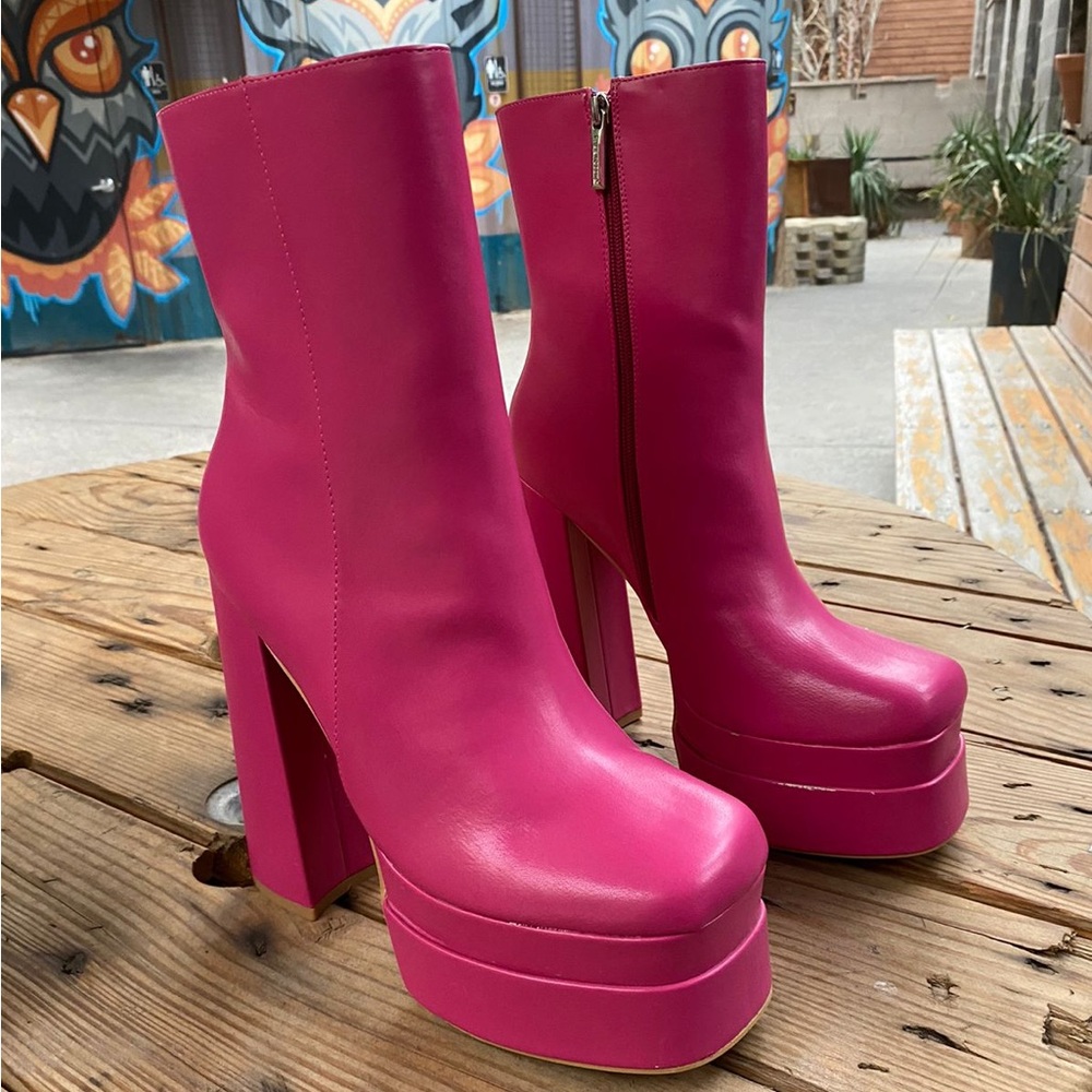 Pink Platform Heel Boots Cape Robbin Booties